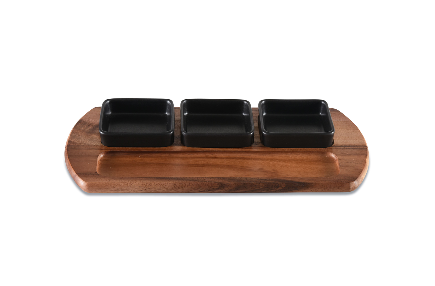 Kalmar Home Acacia Charcuterie Serving Tray with Ceramic Bowls