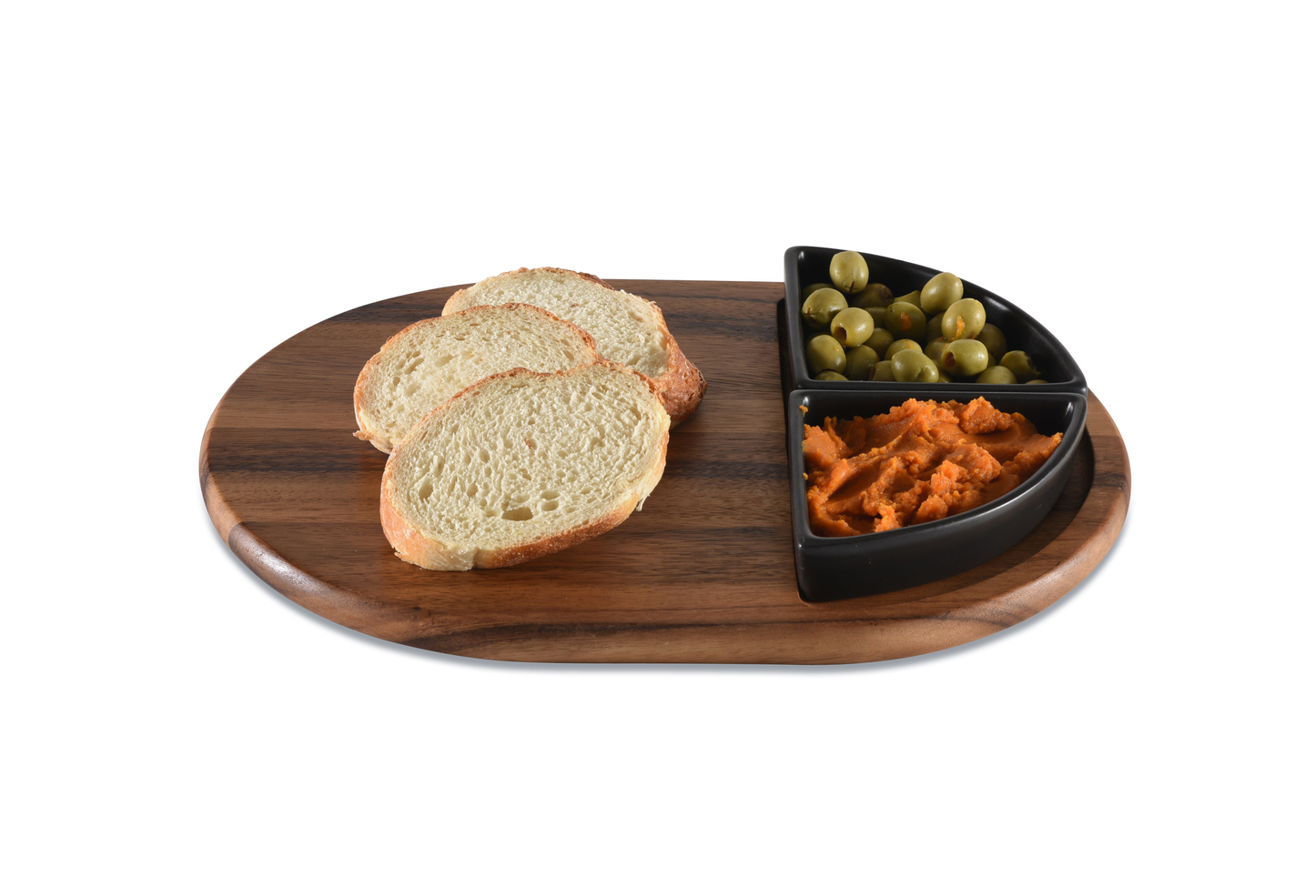 Kalmar Home Acacia Charcuterie Serving Tray with Ceramic Bowls