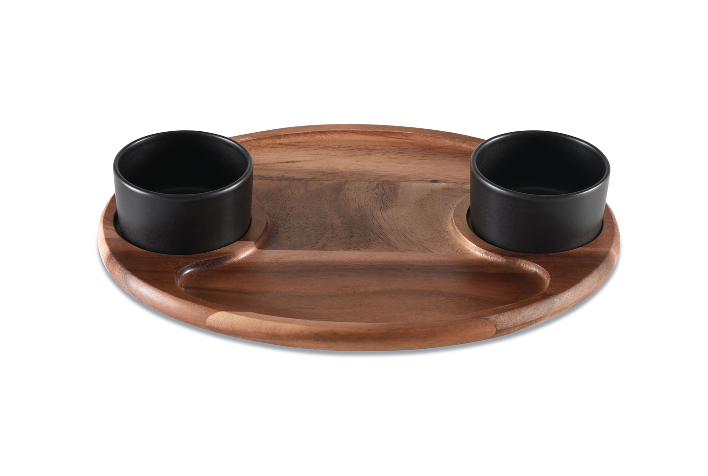Kalmar Home Acacia Charcuterie Serving Tray with Ceramic Bowls