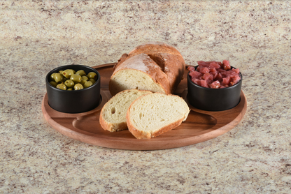 Kalmar Home Acacia Charcuterie Serving Tray with Ceramic Bowls