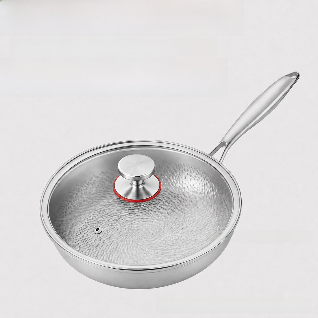 Titanium element fish-scale pattern stainless steel non-stick frying pan without coating