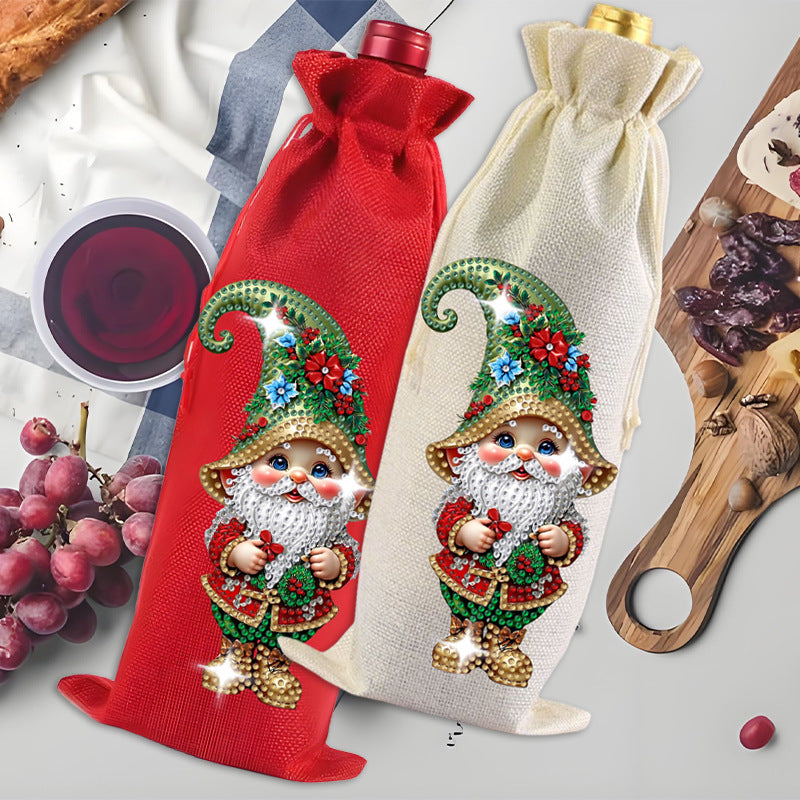 DIY Diamond Painting Christmas Linen Wine Gift Bag