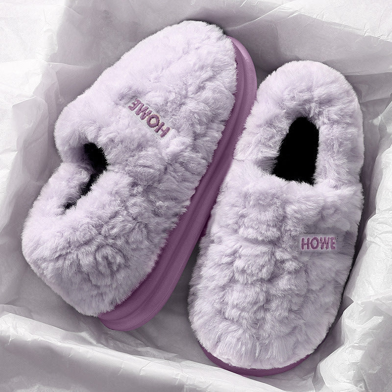 Womens Plush Winter Slippers with Heel Cover