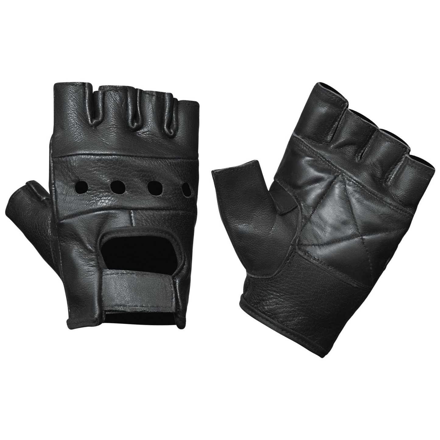 Men's Fingerless Cowhide Leather Gloves - Black (1200.AO)