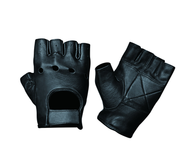 Men's Fingerless Cowhide Leather Gloves - Black (1450.00)