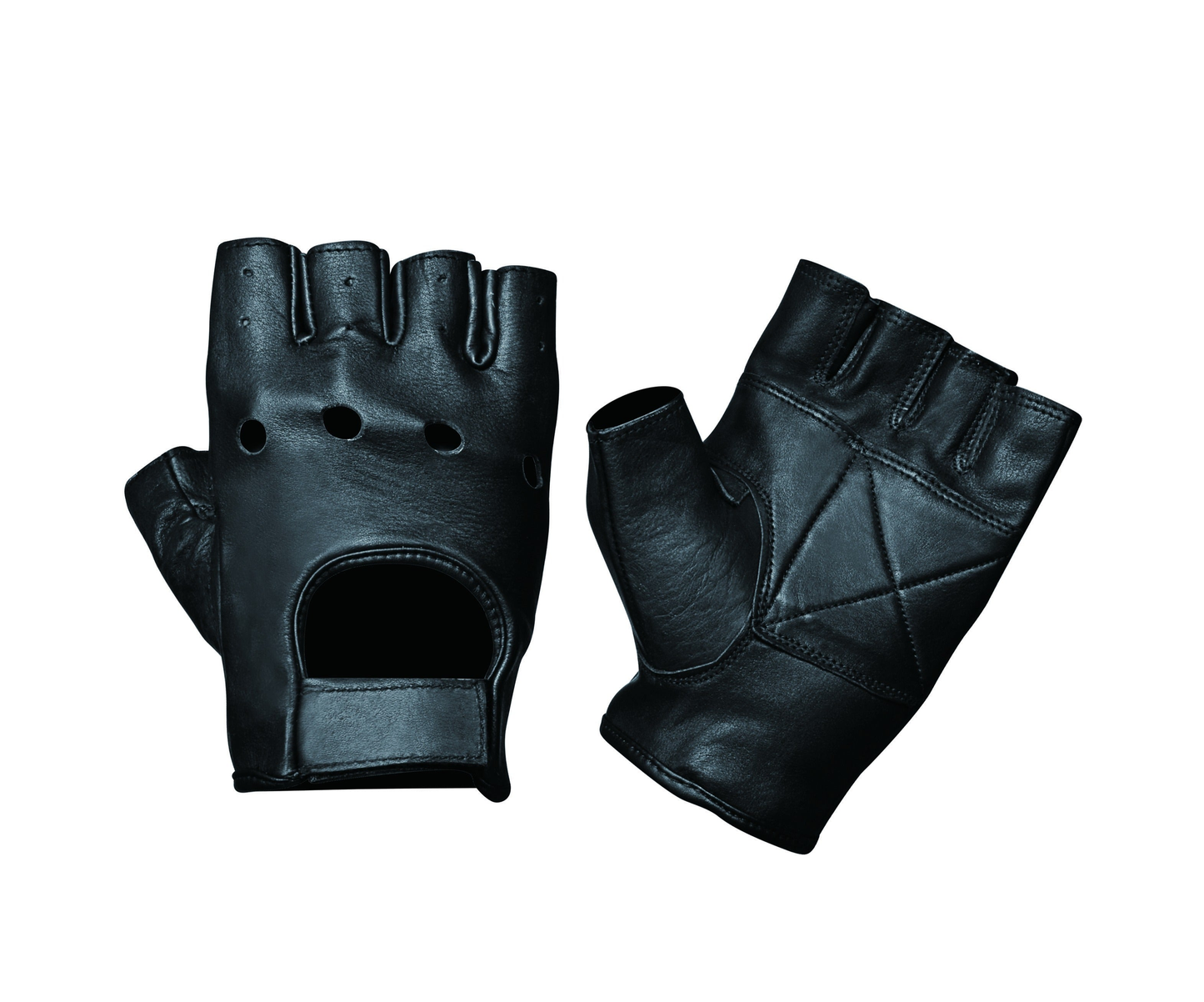 Men's Fingerless Cowhide Leather Gloves - Black (1450.00)