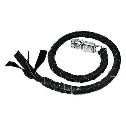 Biker Get-Back Whip - Premium Cowhide Leather (Black)