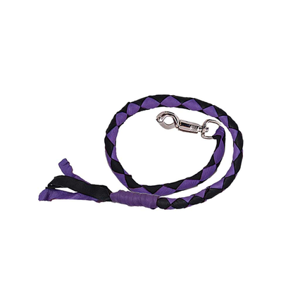 Biker Get-Back Whip - Premium Cowhide Leather (Black & Purple)
