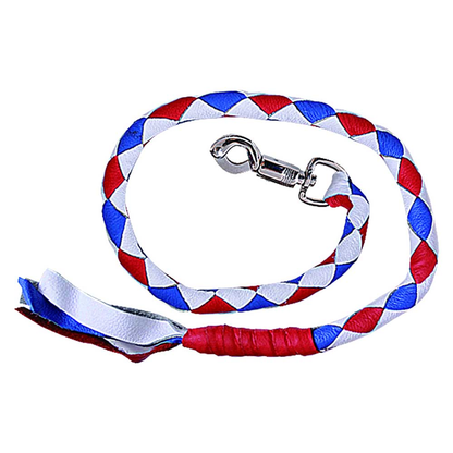 Biker Get-Back Whip - Premium Cowhide Leather (Red, White & Blue)
