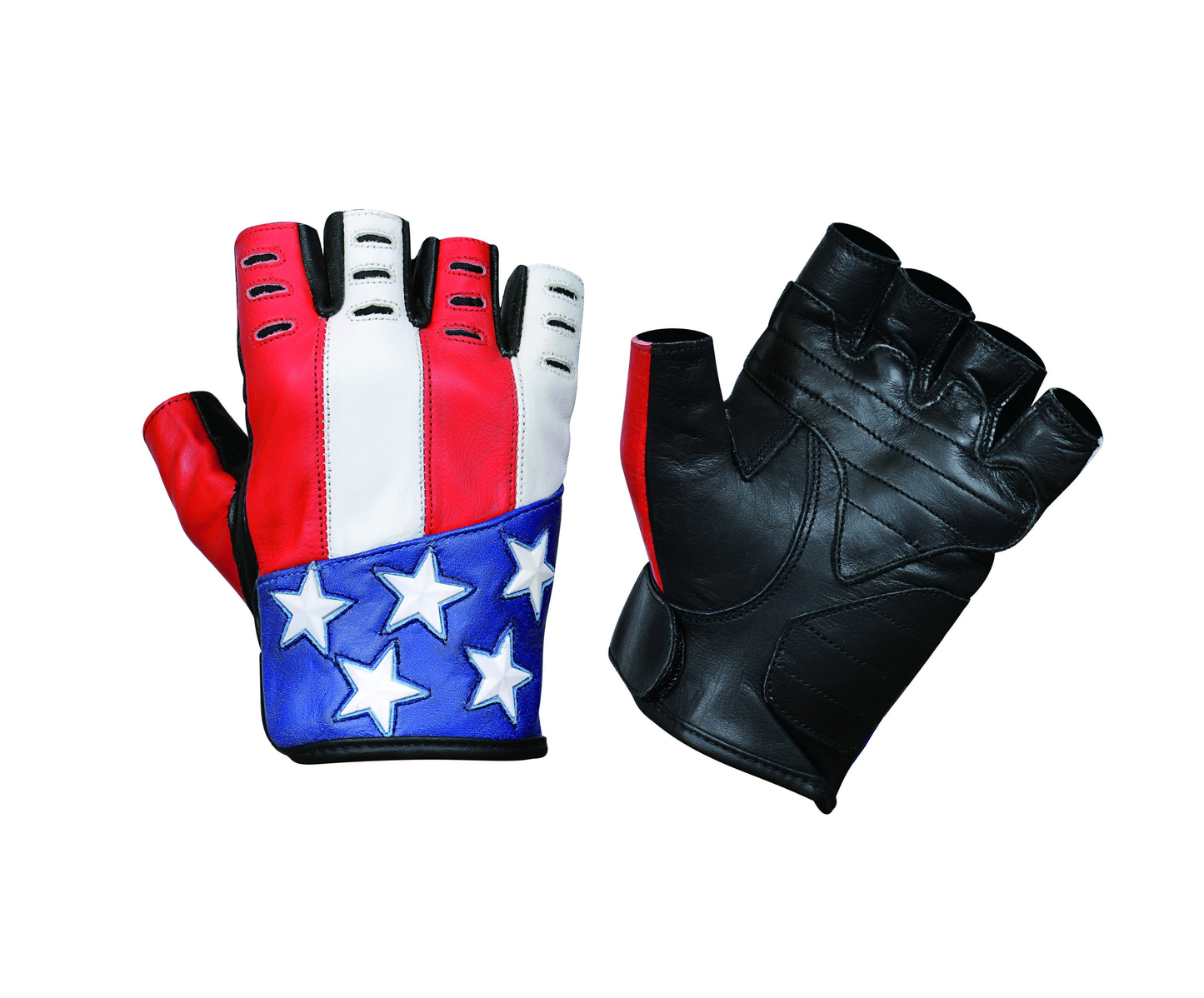 Men's Fingerless Cowhide Leather Gloves - Black (8199.USA)
