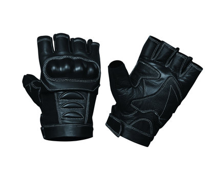 Men's Fingerless Cowhide Leather Gloves - Black (8375.00)