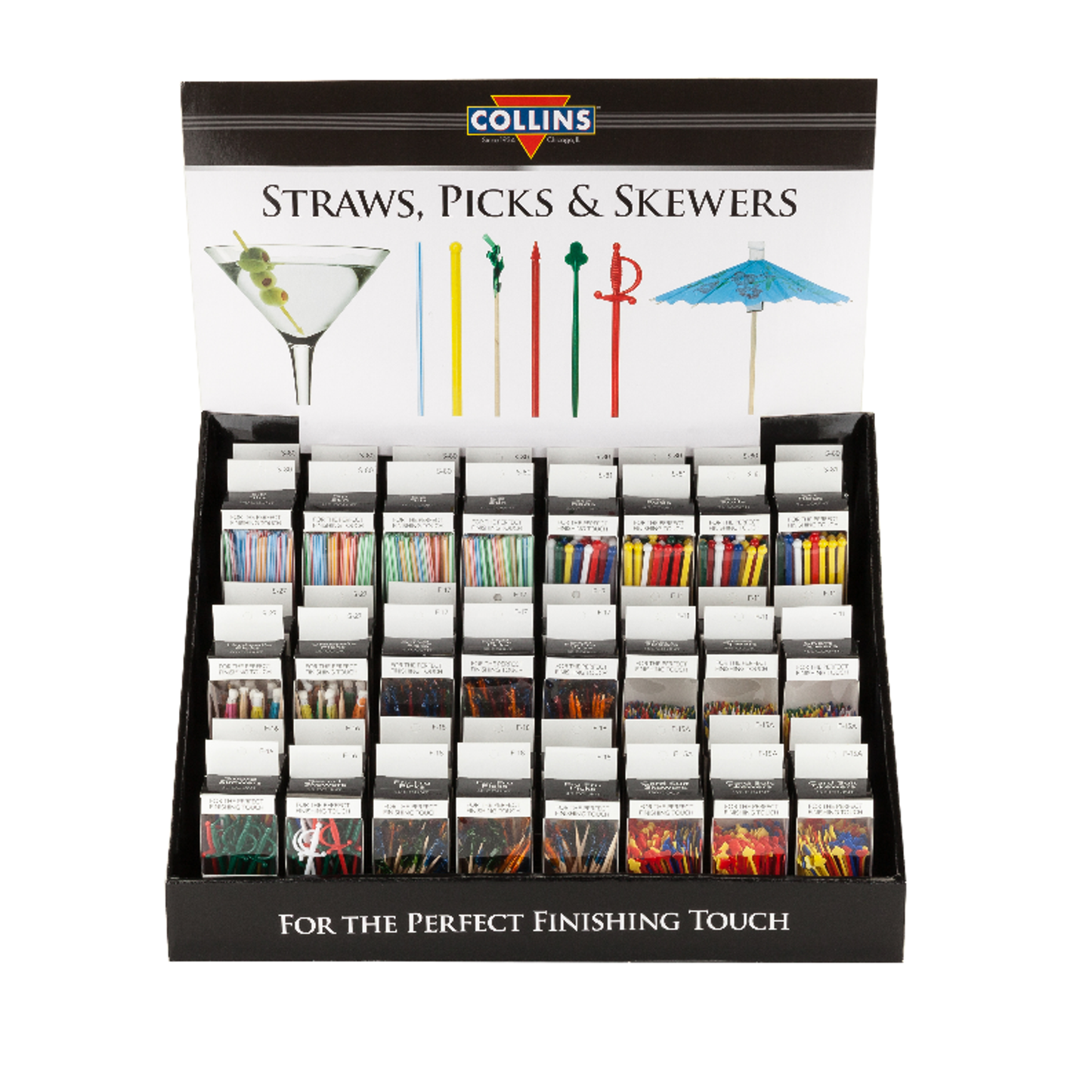 True Pre-Packed Bar Picks & Straws Display, 48-Box