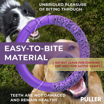 Puller Outdoor Dog Ring Toys MIDI TWO Rings Dog Fetch Toy & Tug of War Dog Toy for Small Medium Large Dogs Dog Ball & Soft Dog Frisbee Alt Outside Dog