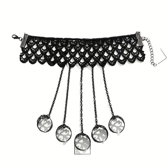 Gothic Ghost Finger Bracelet Punk Cone-Shaped Nail Chain Ring Black