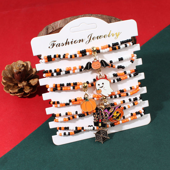 Halloween pumpkin bat ghost mithing bracelet