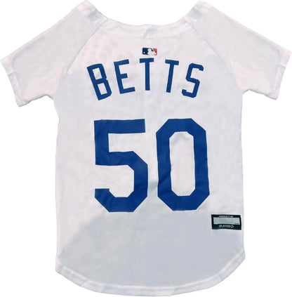 Mookie Betts Los Angeles Dodgers pet jersey worn by dog, size Small