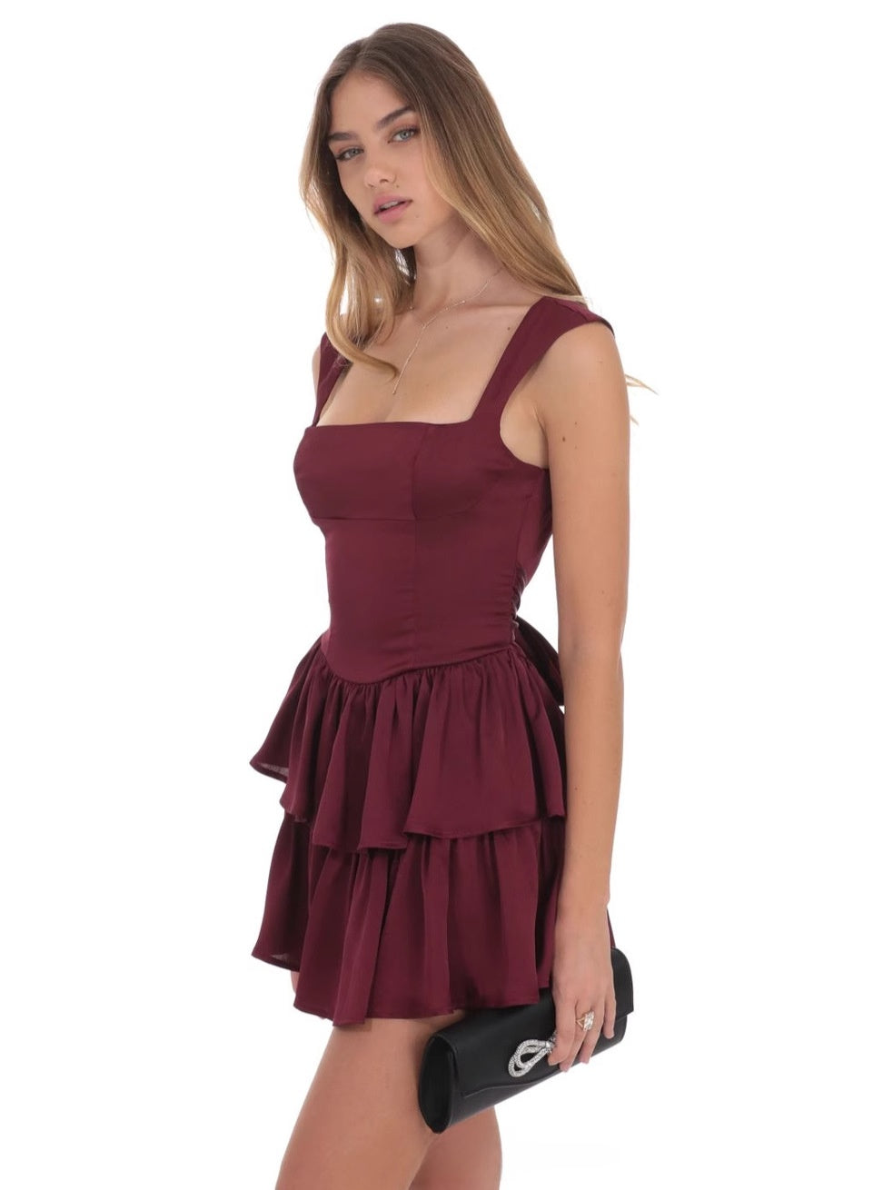 Women's square neck sleeveless smocked mini dress with pleated skirt, photo 2