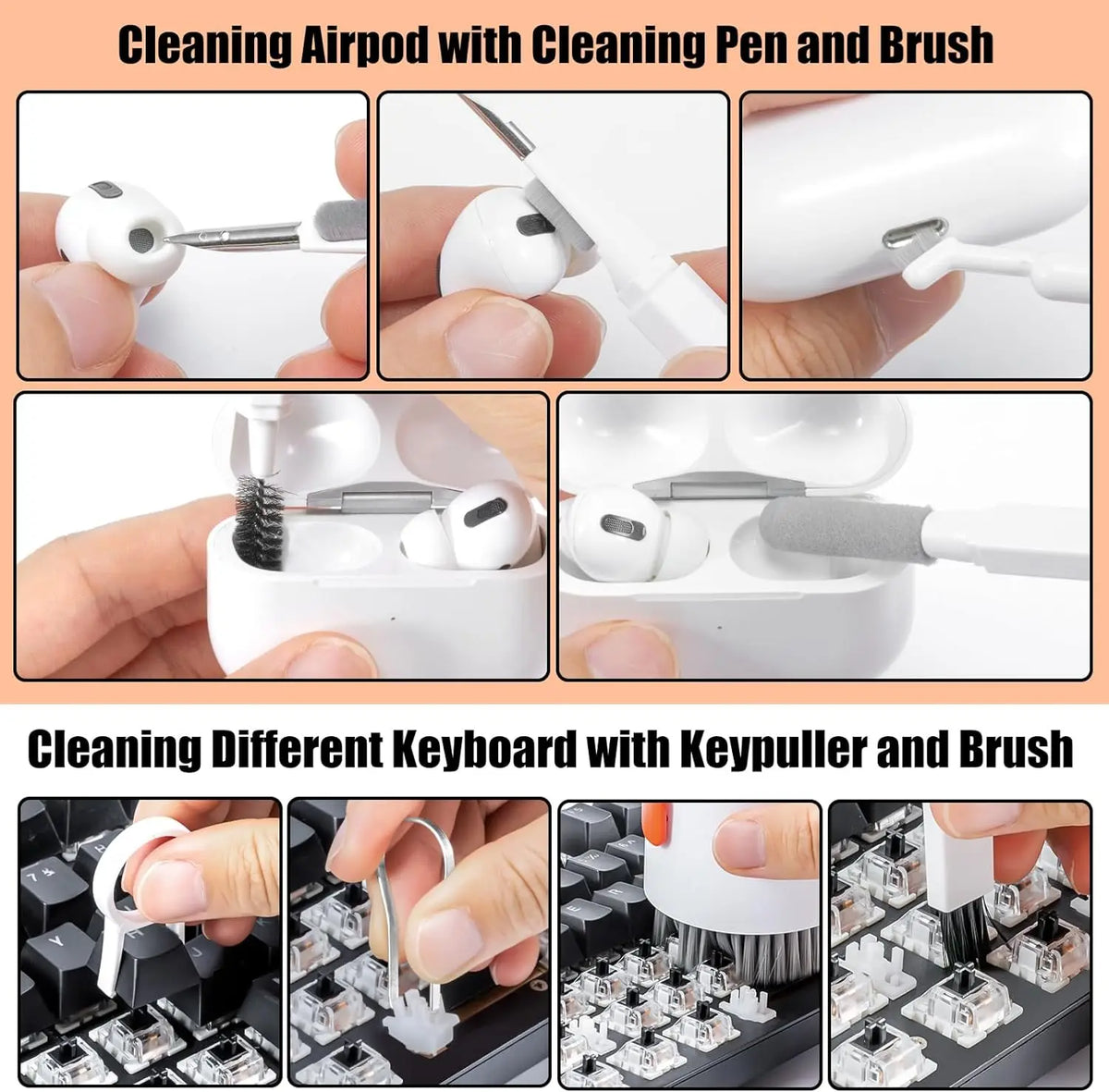 Cleaning kit pick tool for mechanical keycaps