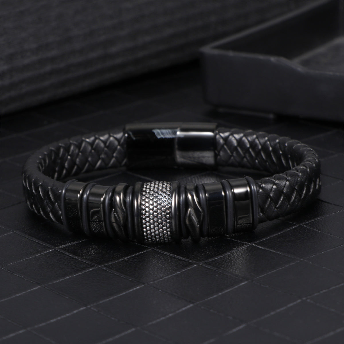 Men's Business Leather Bracelet Simple Stainless Steel Magnetic... product image 3