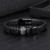 Men's Business Leather Bracelet Simple Stainless Steel Magnetic... product image 3