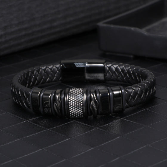 Men's Business Leather Bracelet Simple Stainless Steel Magnetic... product image 3