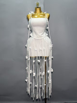Elegant Tassel Strap Evening Dress