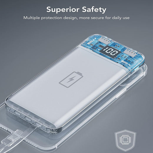Portable power bank charging multiple devices at once