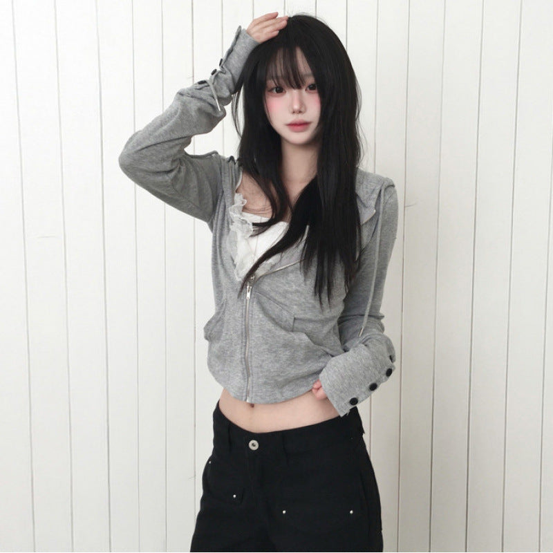 Women's lightweight butterfly sleeve knit sweater with hood, photo 1