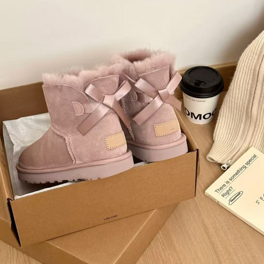 Classic Sheepskin Snow Boots with Ribbon Bow Formal Shoes product image 1