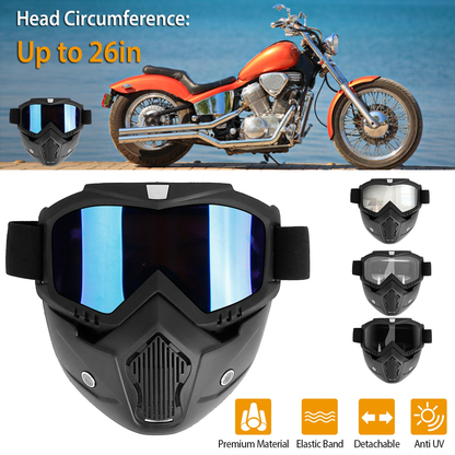 Motorcycle Goggles with Removable Face Mask