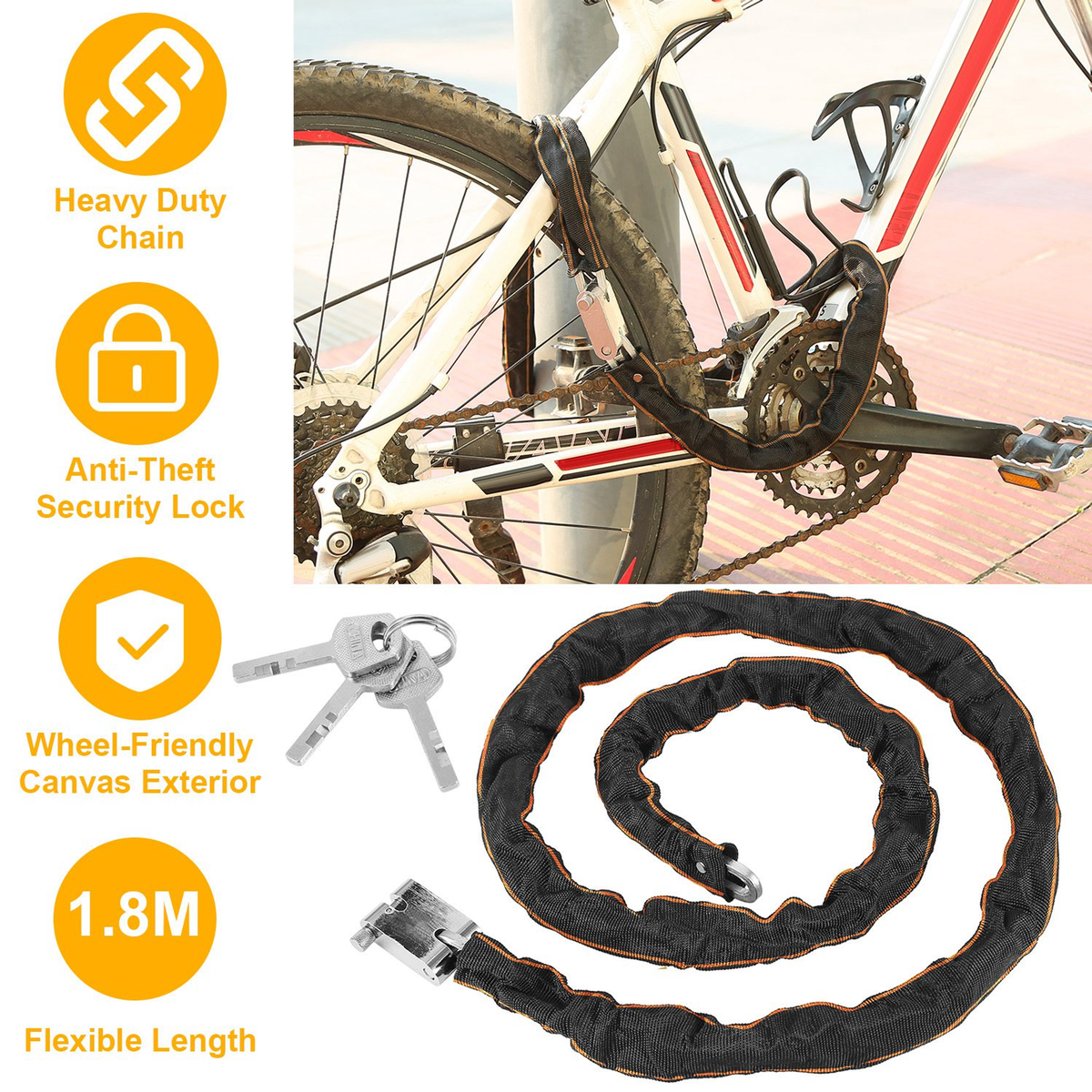 1.8M Heavy-Duty Bike Chain Lock