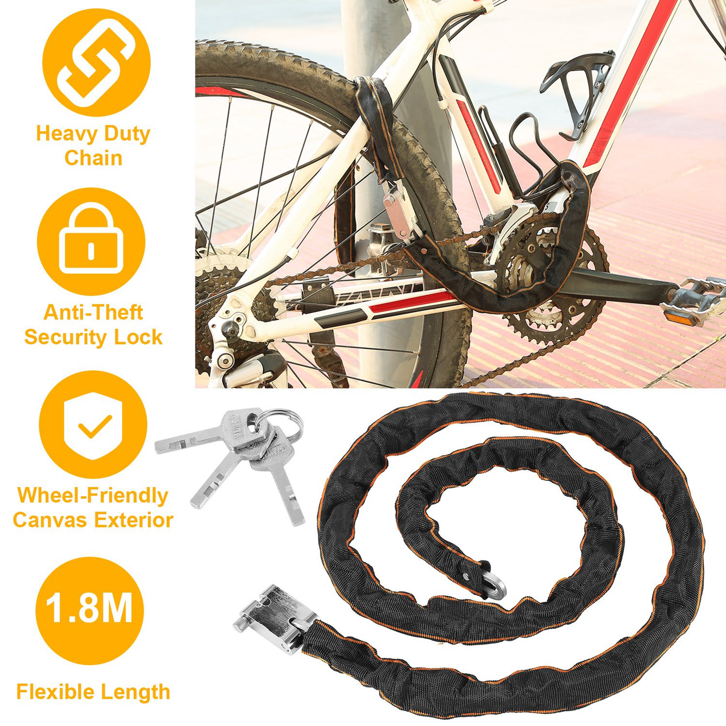 1.8M Heavy-Duty Bike Chain Lock