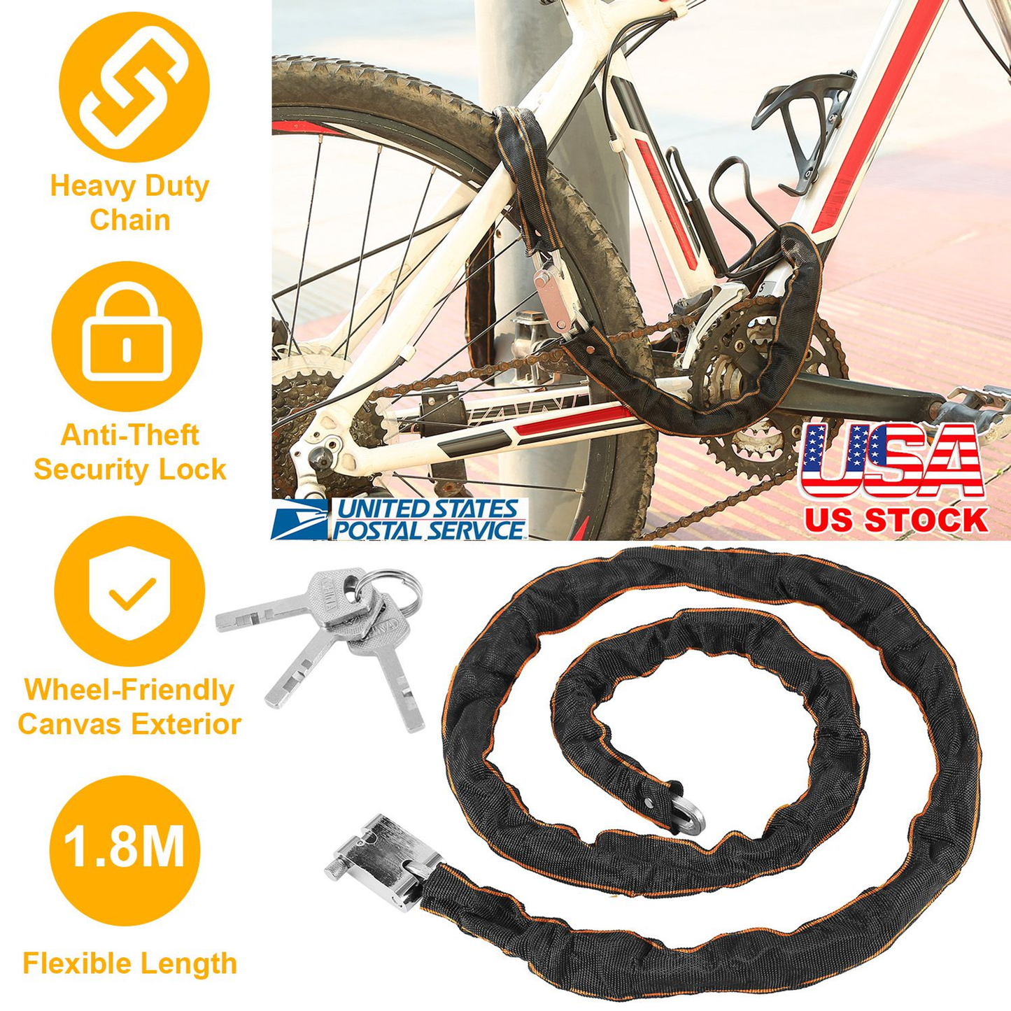 1.8M Heavy-Duty Bike Chain Lock