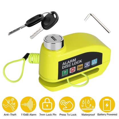 Motorcycle Disc Brake Lock with 110dB Alarm