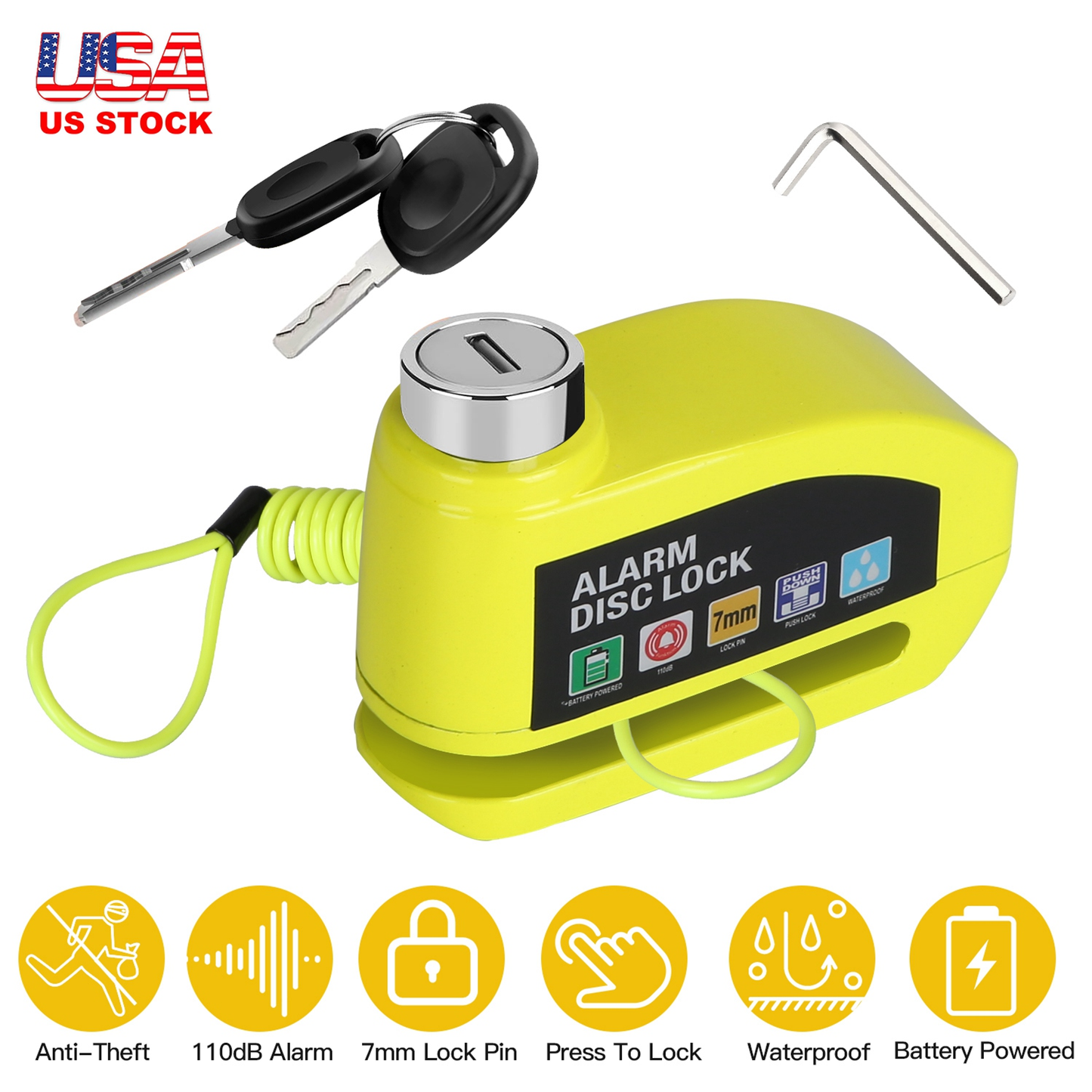 Motorcycle Disc Brake Lock with 110dB Alarm