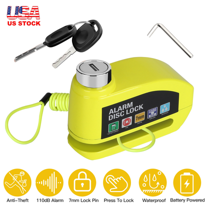Motorcycle Disc Brake Lock with 110dB Alarm