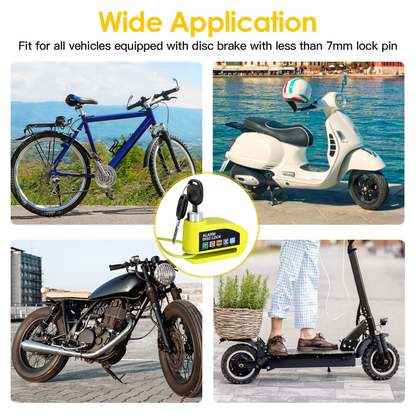 Motorcycle Disc Brake Lock with 110dB Alarm
