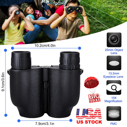10x25 Zoom Binoculars with Neck Strap, Lightweight