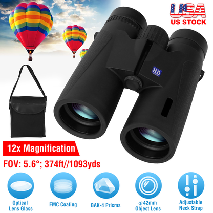 12x42 Binoculars with 374 ft Field of View