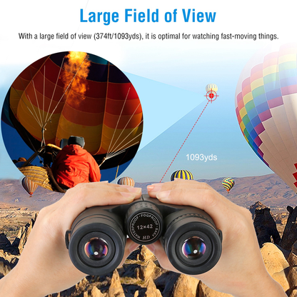12x42 Binoculars with 374 ft Field of View
