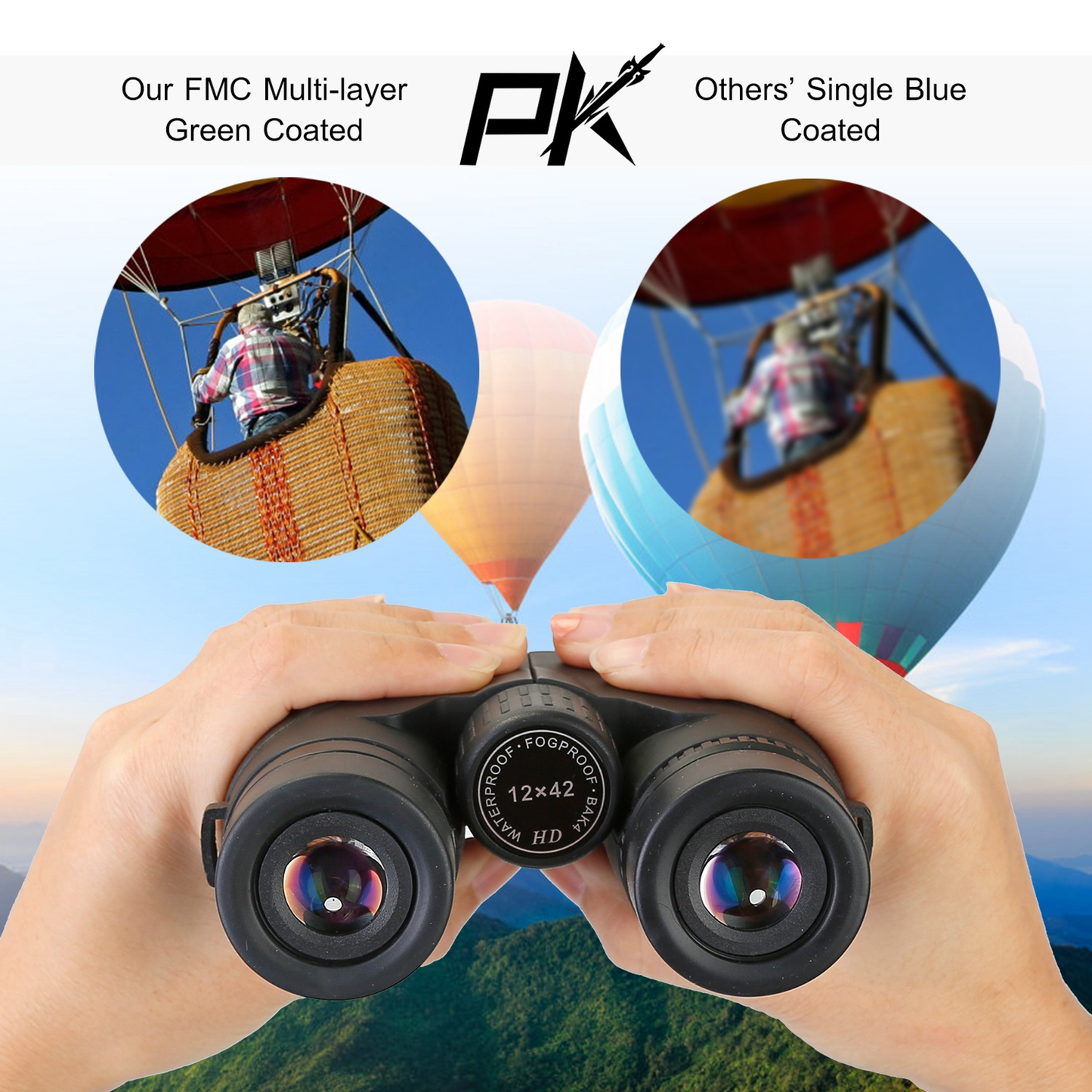 12x42 Binoculars with 374 ft Field of View