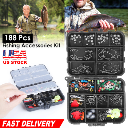 188-Piece Fishing Accessory Tackle Kit