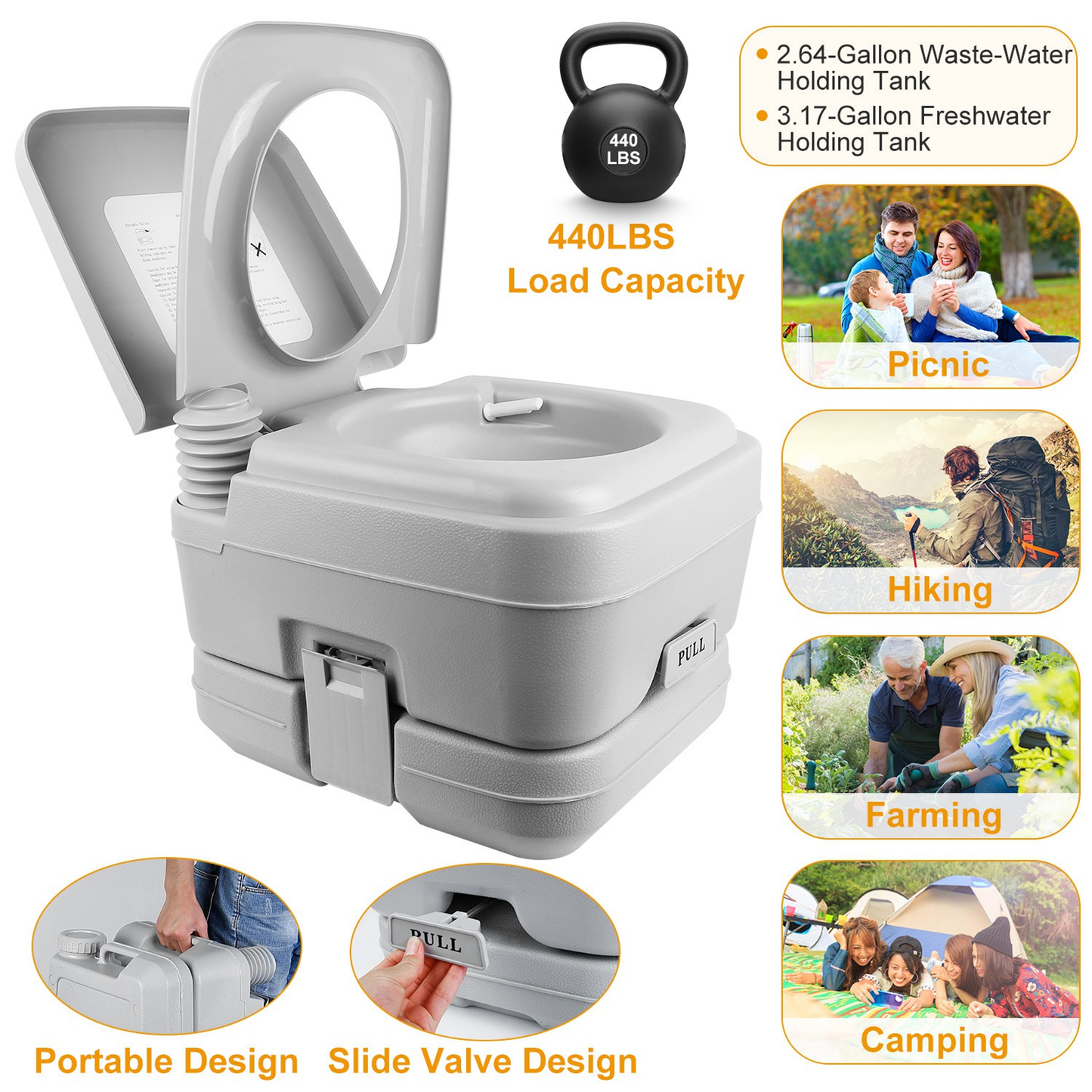 2.64 Gallon Portable Camping Toilet