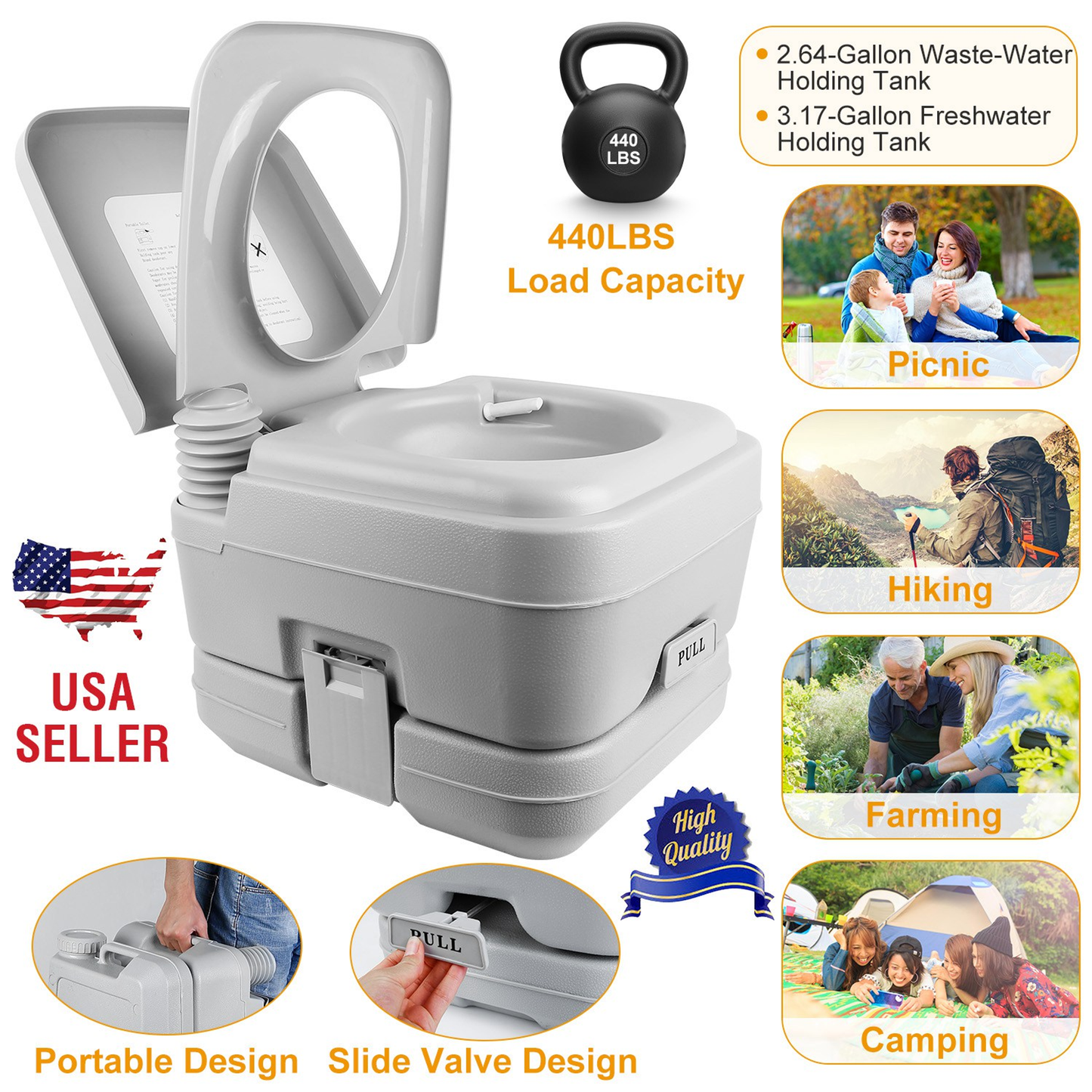 2.64 Gallon Portable Camping Toilet