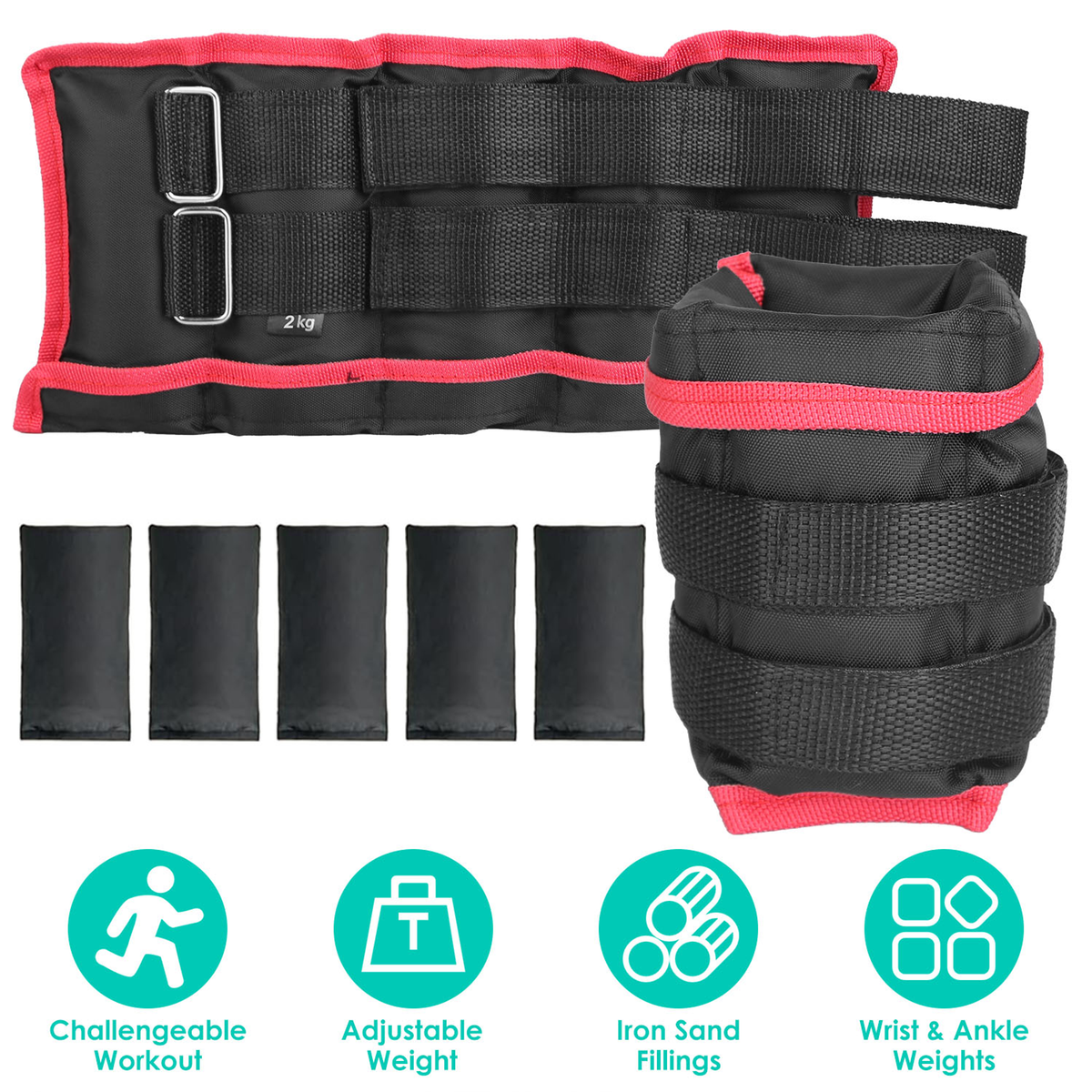 Adjustable Ankle Weights Set 2.2 / 4.4 lb