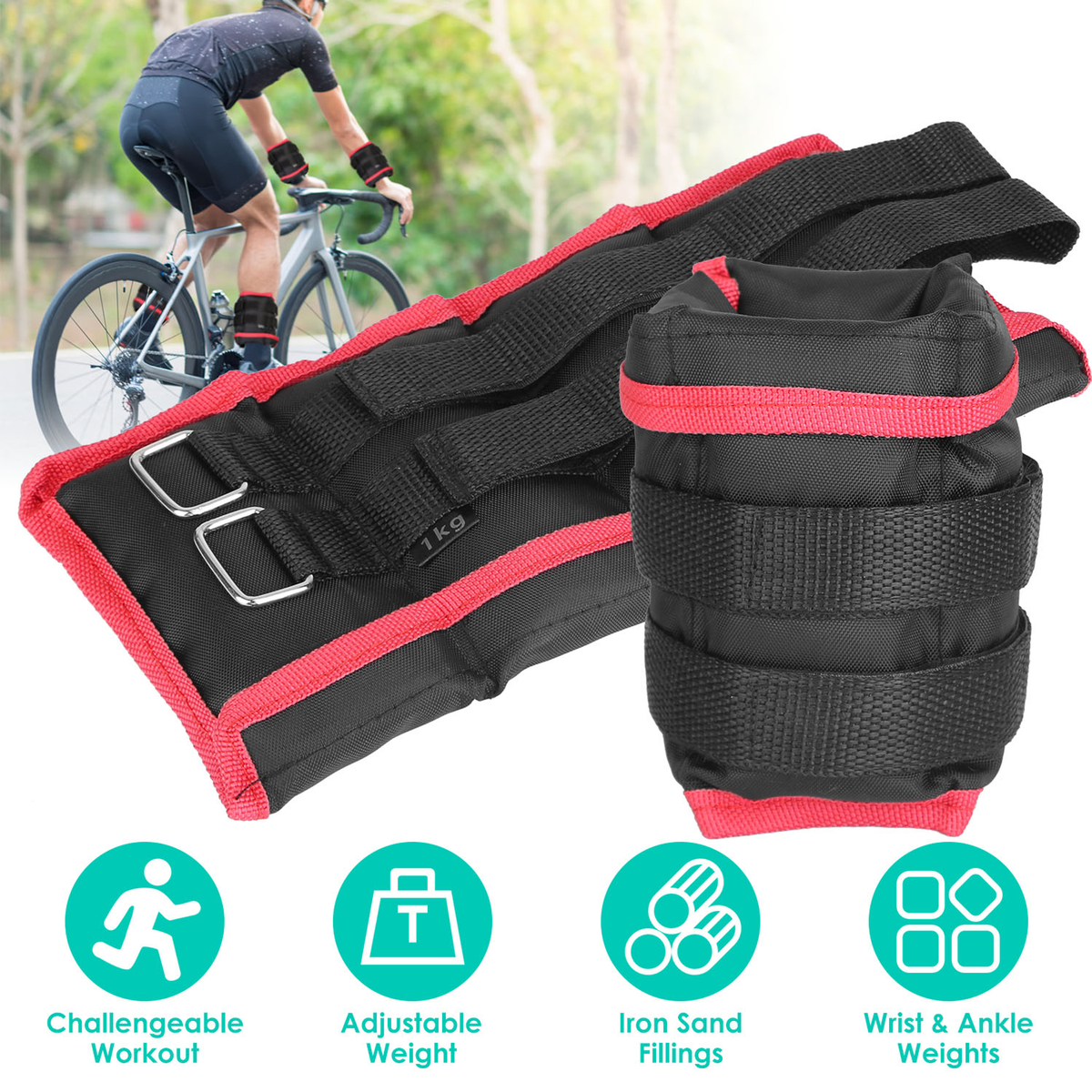 Adjustable Ankle Weights Set 2.2 / 4.4 lb