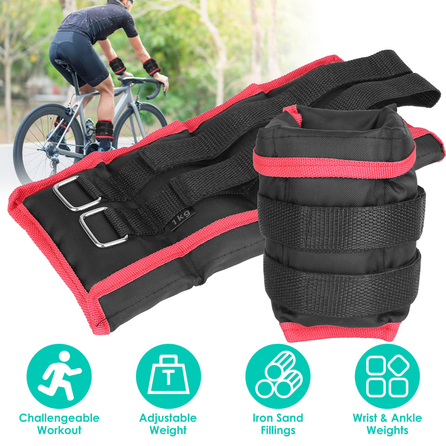 Adjustable Ankle Weights Set 2.2 / 4.4 lb