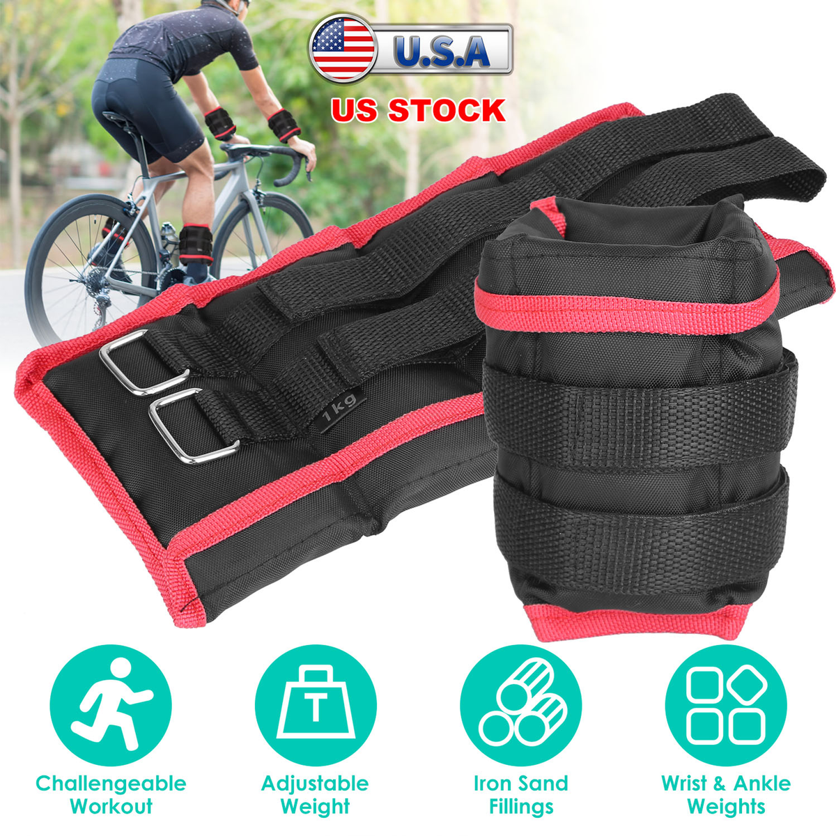 Adjustable Ankle Weights Set 2.2 / 4.4 lb