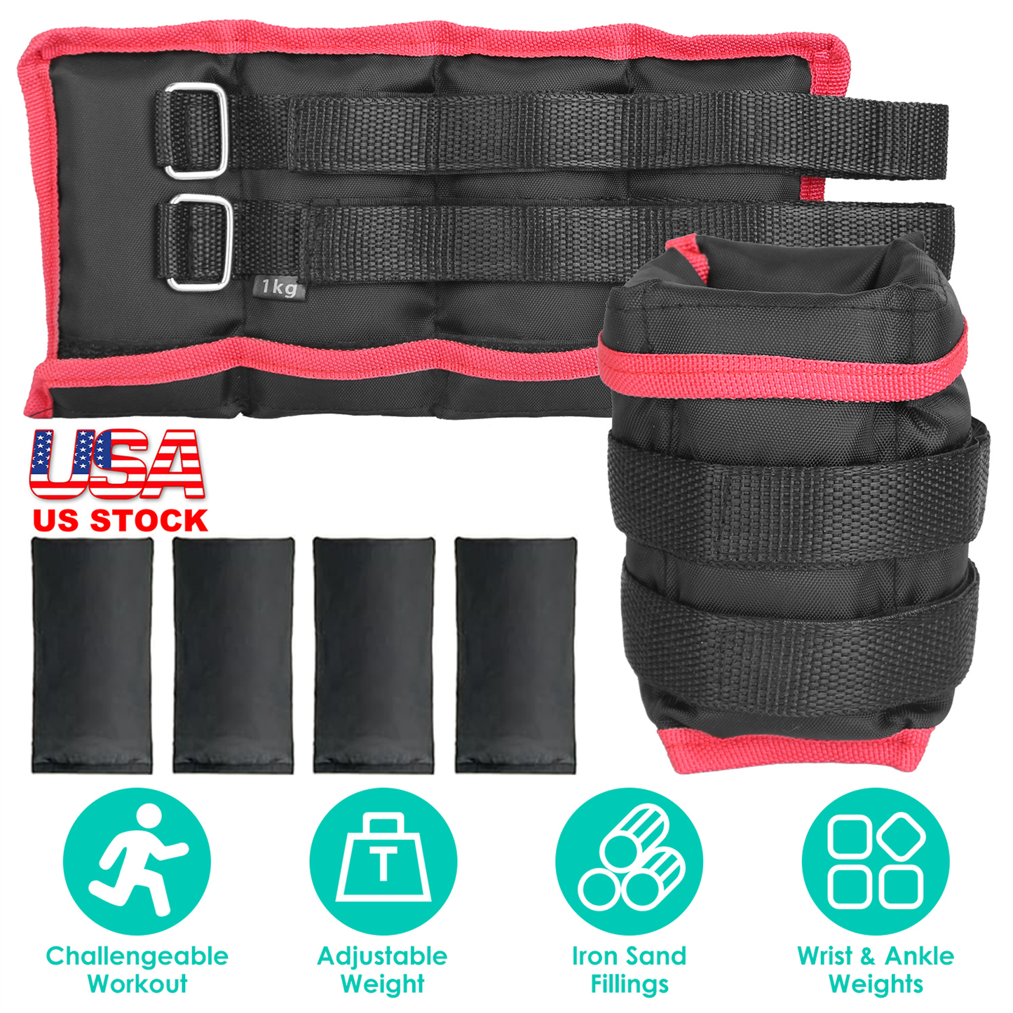 Adjustable Ankle Weights Set 2.2 / 4.4 lb