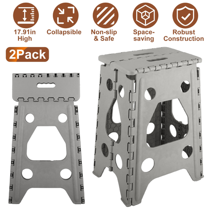 2-Pack 17.91 in Folding Step Stool Lightweight Portable